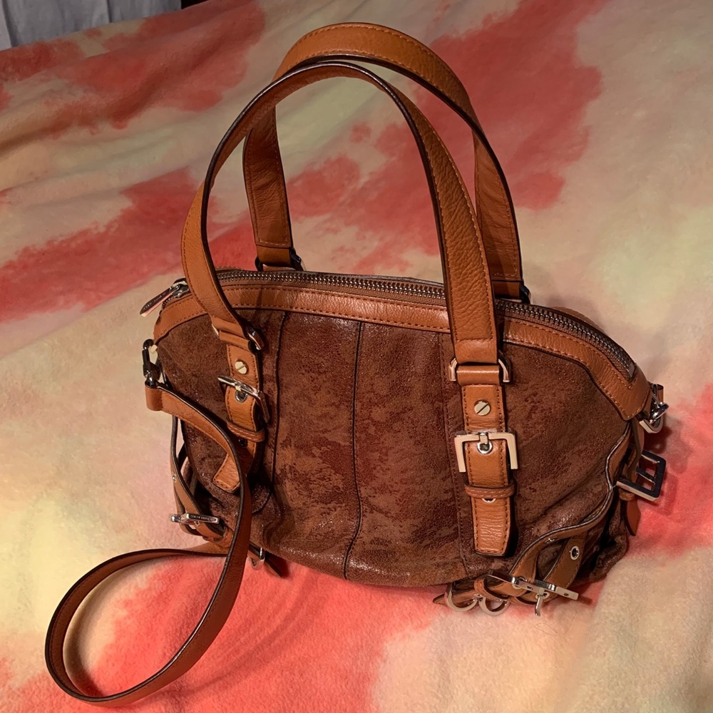 Michael Kors Milo Distressed Suede Satchel Handbag